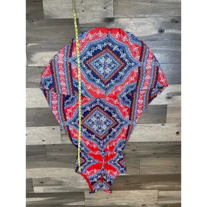 As You Wish Boho High‑Low Halter Dress Orange & Blue Size L thumbnail 7
