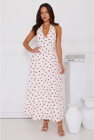 Hello Molly I Love You Halter Maxi Dress White thumbnail 2