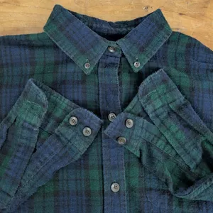 Ladies' LL Bean Black Watch Tartan Flannel Shirt Small thumbnail 3