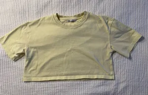 Zara Crop Top Lime Green Women's Small Crew Neck Short Sleeve Sporty thumbnail 1