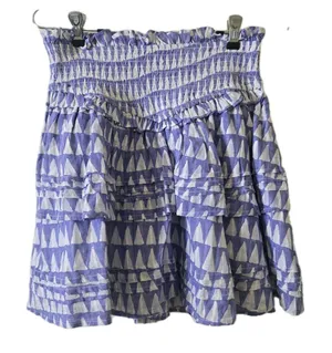 Cleobella Mini Skirt Womens S Smocked Tiered Ruffle Purple White EUC thumbnail 1