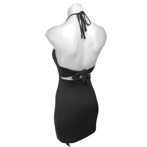 Princess Polly Black Sleeveless Cutout Halter Tie Backless Mini Bodycon Dress 4 thumbnail 2