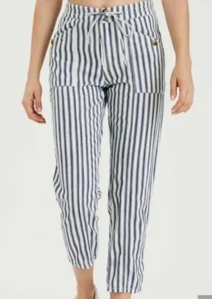 American Eagle Womens High Rise Blue White Stripe Tapered Pants Coastal 6 thumbnail 1