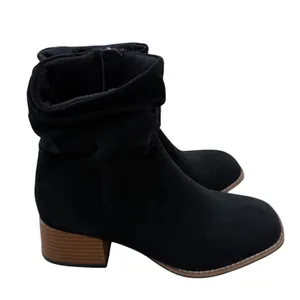 Steve Madden Black Microsuede Slouchy Ankle Boots Block Heel Size 4 NEW thumbnail 2