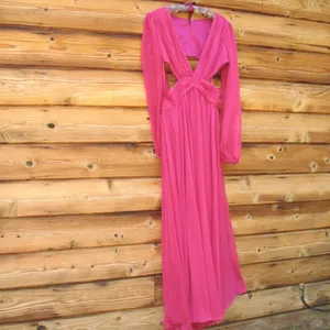 NWT Mac Duggal 55823 RUCHED CUT OUT PUFF SLEEVE A LINE GOWN Berry 12 thumbnail 7