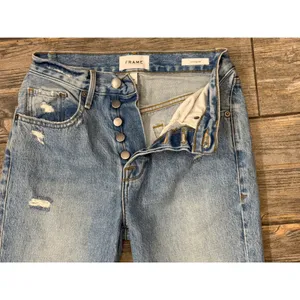 Frame Le Original High Rise Straight Leg Distressed Frayed Hem Jeans‎ Size 24x27 thumbnail 3