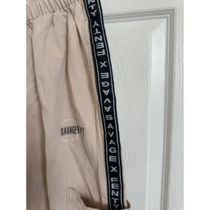Savage X Fenty‎ Beige Cargo Pants Size S Elastic Waist Logo Tape Casual Lounge thumbnail 4