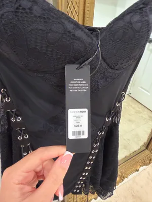 Lace dress tie up unique dress black thumbnail 2