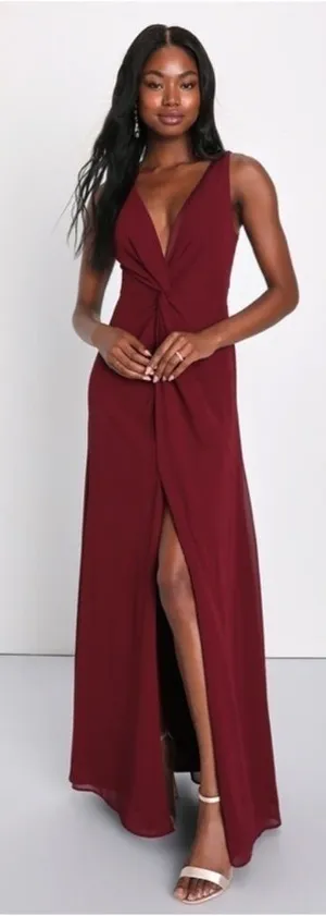LULU's Elegant Wedding Special Event Sexy Flowy Chiffon Maxi Gown NWOT thumbnail 1