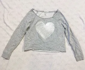 AEROPOSTALE Heather Gray Heart Graphic Lightweight Sweater Large thumbnail 1