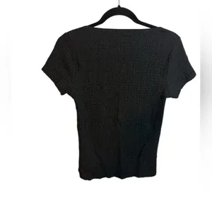 Old Navy Black Short Sleeve Square Neck Crepe Tee thumbnail 3