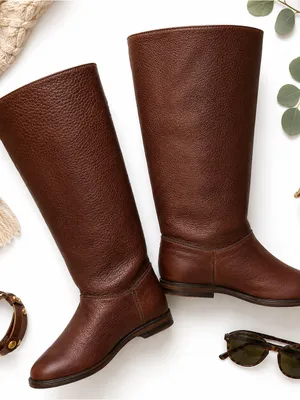 Eddie Bauer Brown Leather Tall Riding Boots Vibram Sole Women Approx US 8 EU 39 thumbnail 2