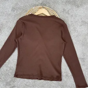 Old Navy Women’s Fitted Long-Sleeve Rib-Knit Henley Top Shirt in Espresso Bark L thumbnail 11