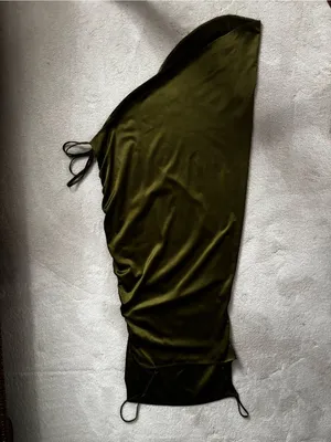 Olive Green High-Low Slip Dress with Side Ruching thumbnail 2