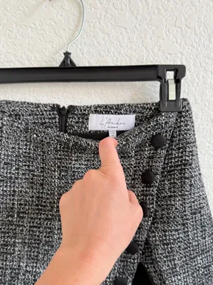 L’Academie Revolve Tweed Mini Skirt Skort with Side Button Detail Black White XS thumbnail 4