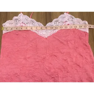 Xhilaration Pink Lace Trim Crinkle Slip Cami Y2K Lingerie Top XL‎ Balletcore thumbnail 5