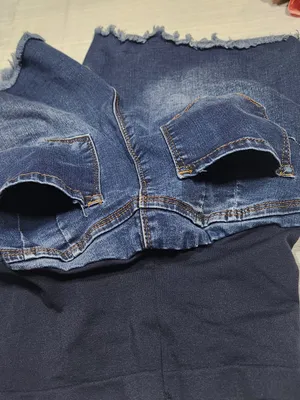Haute Mama Maternity Full Pane Denim Shorts - Distressed. Dark Wash - Size M thumbnail 9