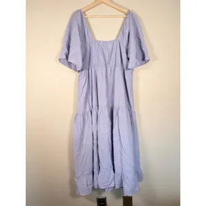 Umgee‎ USA Womens 1XL Periwinkle Blue Textured Tiered Button Front Midi Dress thumbnail 5