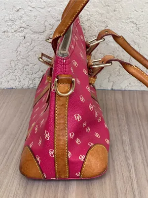 Dooney & Bourke Pink Signature Shoulder Bag with Brown Trim thumbnail 5