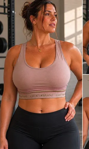 Lucky Brand Womens‎ Seamless Logo Striped Bralette Mauve Size 1X thumbnail 1