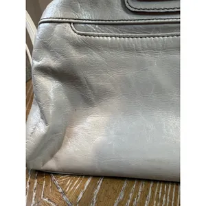 Hobo Sheila Leather Satchel Bag Light Gray Circular Handle Crossbody thumbnail 6