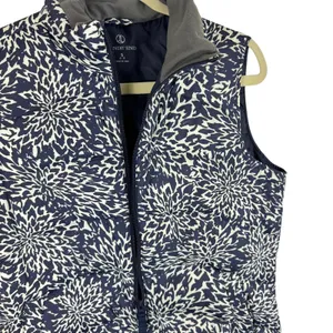 Lands'‎ End Blue White Full Zip Quilted Insulated Mock Neck Puffer Vest Size S thumbnail 3