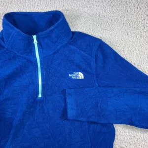 The North Face Fleece Pullover Women Small Blue Quarter Zip TKA 100 Regular‎ Fit thumbnail 1