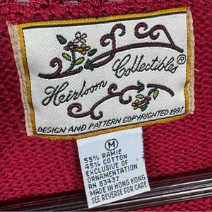 Vintage 90s Heirloom Collectibles Embroidered Beaded Sweater Vest‎ Red Medium thumbnail 9