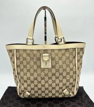 Gucci Beige/Cream GG Canvas And Leather Abbey D-Ring Tote thumbnail 1