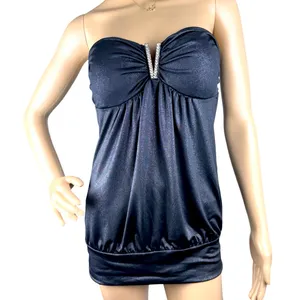 FOREVER 21 Black Strapless Top Sz M Rhinestone V Club Date Night‎ Party Rave thumbnail 1