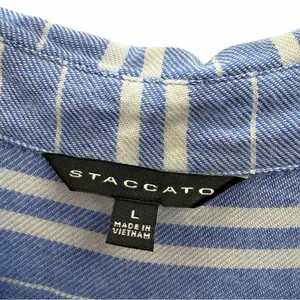 Staccato Blue Striped Sleeveless Button Up Tunic Top Blouse Womens Large thumbnail 9