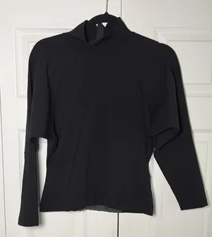 Emanuel Ungaro Mock Neck Top Womens Med Black Long Sleeve Vintage‎ Designer Y2K thumbnail 1