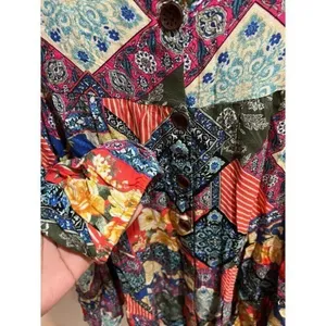 Ces femme Women Small Artsy Folksy Bohemian Patchwork Colorful Fall Chic Dress thumbnail 6
