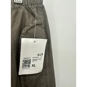 Forever 21 Womens XL Charcoal Striped Wide Leg Parachute‎ Drawstring Pants NWT thumbnail 7