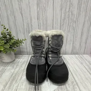 SOREL Womens Size 8 Gray/Black Faux Fur Lined Lace-Up Suede Snow Boots thumbnail 2