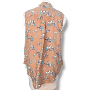 Ariat Womens Sleeveless Western Rodeo Print Button Down Shirt Brown Boho Cowgirl thumbnail 4