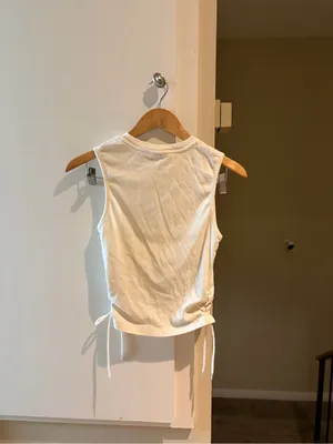 Urban Outfitters cute cotton White Graphic Tee with lace-up side thumbnail 2