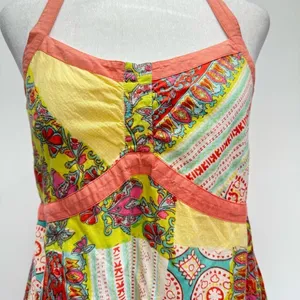 Patchwork Sundress Boho Paisley Print Halter Neckline Pura Vida Lightweight thumbnail 6