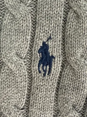 Polo by Ralph Lauren Light Gray Cable Knit Short-Sleeve Sweater Size M thumbnail 2