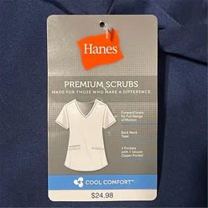 Hanes Premium Scrubs Women's V-Neck Scrub Top Navy Blue 3 Pocket Size M NWT thumbnail 4