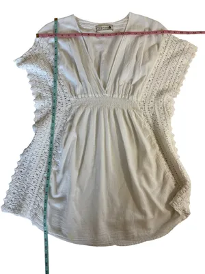 Sea Spice Resort White Crochet Sleeve Cover Up Tunic Dress Large thumbnail 8