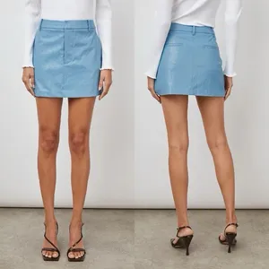 Rails Prim Faux‎ Leather Mini Skirt Bluestone size 4 thumbnail 2