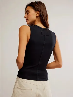 Free People Neria Rib Tank - Black thumbnail 3