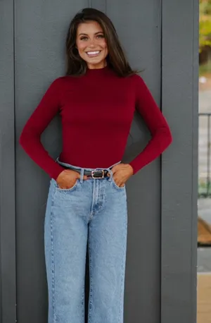 These Three Boutique Burgundy/red bodysuit thumbnail 1