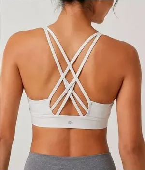 Athleta White Strappy Sports Bra XS Yoga Pilates Activewear thumbnail 1