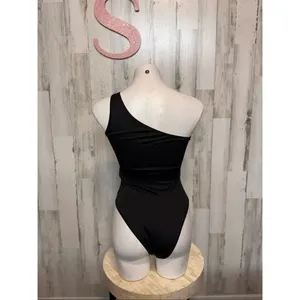 Black One-Shoulder Bodysuit Women’s Size S thumbnail 3