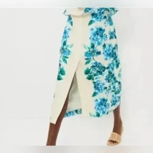 Tuckernuck Kennedy Midi Skirt M Hydrangea Floral Water’s Edge NWT thumbnail 7