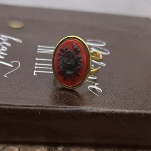 Handmade Black Rose Cameo Ring Romantic Goth Whimsigoth Witchy thumbnail 2