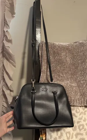 kate spade Black Leather Dome Satchel with Removable Strap thumbnail 1
