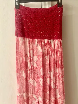 Chaudry Smocked Strapless Floral Maxi Dress in Pink thumbnail 3
